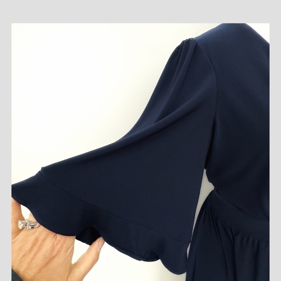 Eliza J Faux Wrap Dress Flutter Sleeve Elastic Waist V-Neck Surplice Bodice 10 - Picture 6 of 11